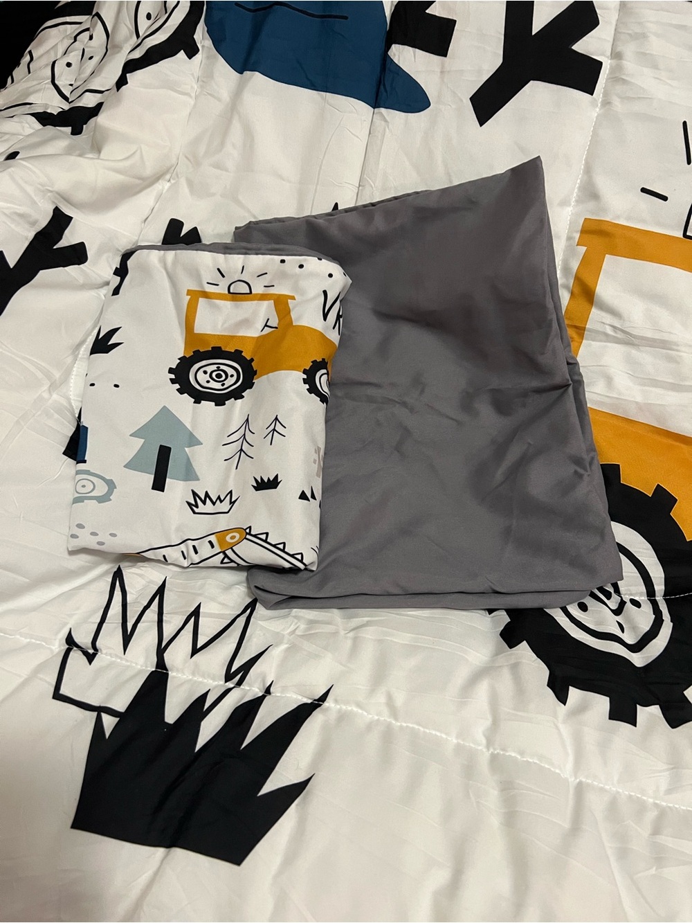 Kids Construction Comforter Set - Gray & Yellow